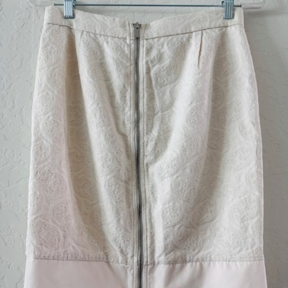 BCBG MaxAzria Jaden Textured Pencil Skirt Ivory Size 4